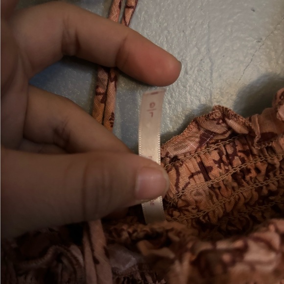 Free People Smock It To Me Mini Dress Apricot Combo Size large - Picture 8 of 8